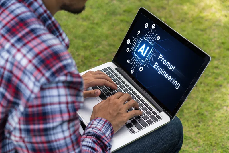 Business user working with a generative AI assistant interface, representing agentic AI for business owners