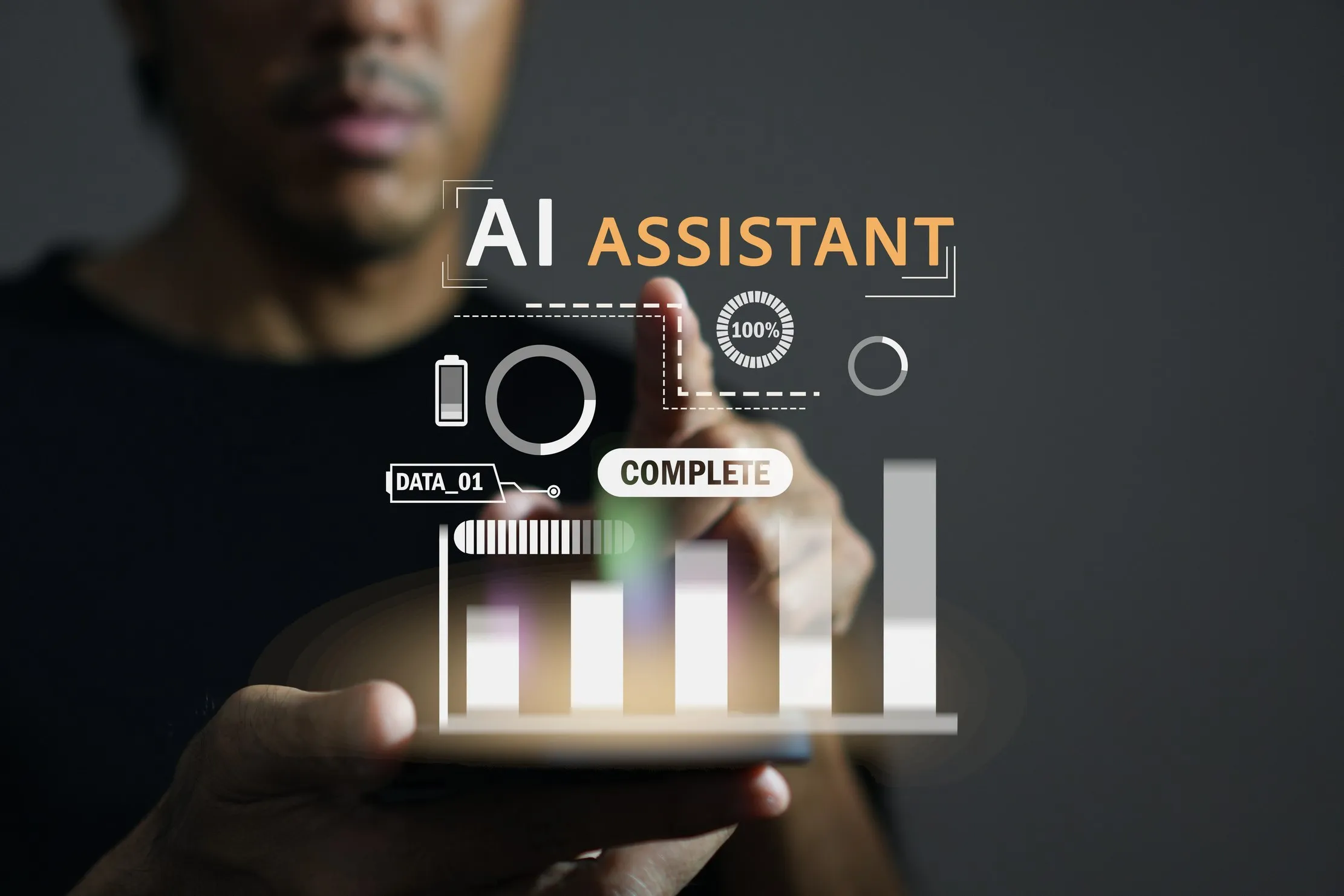 Person reviewing an AI assistant dashboard on a smartphone, representing a pilot review meeting