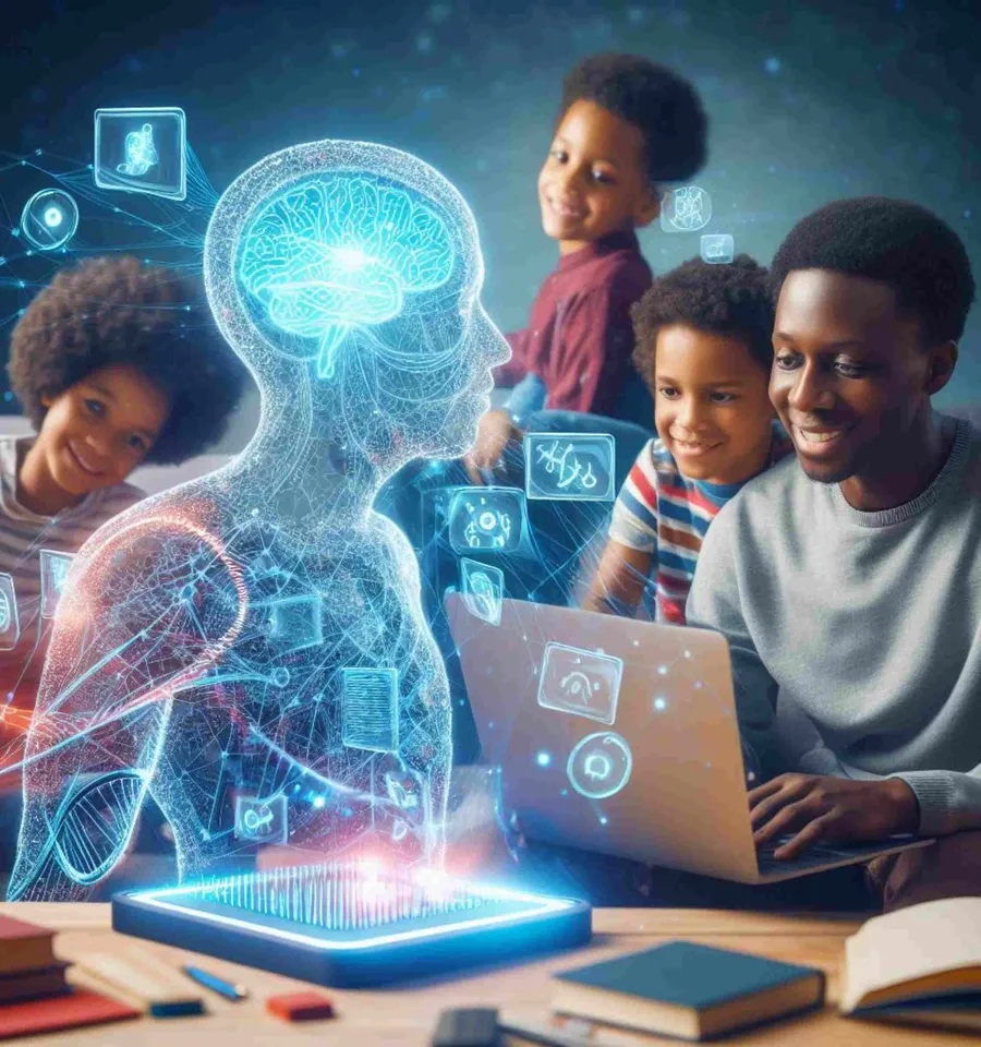 People learning the advantages of artificial intelligence with diagrams