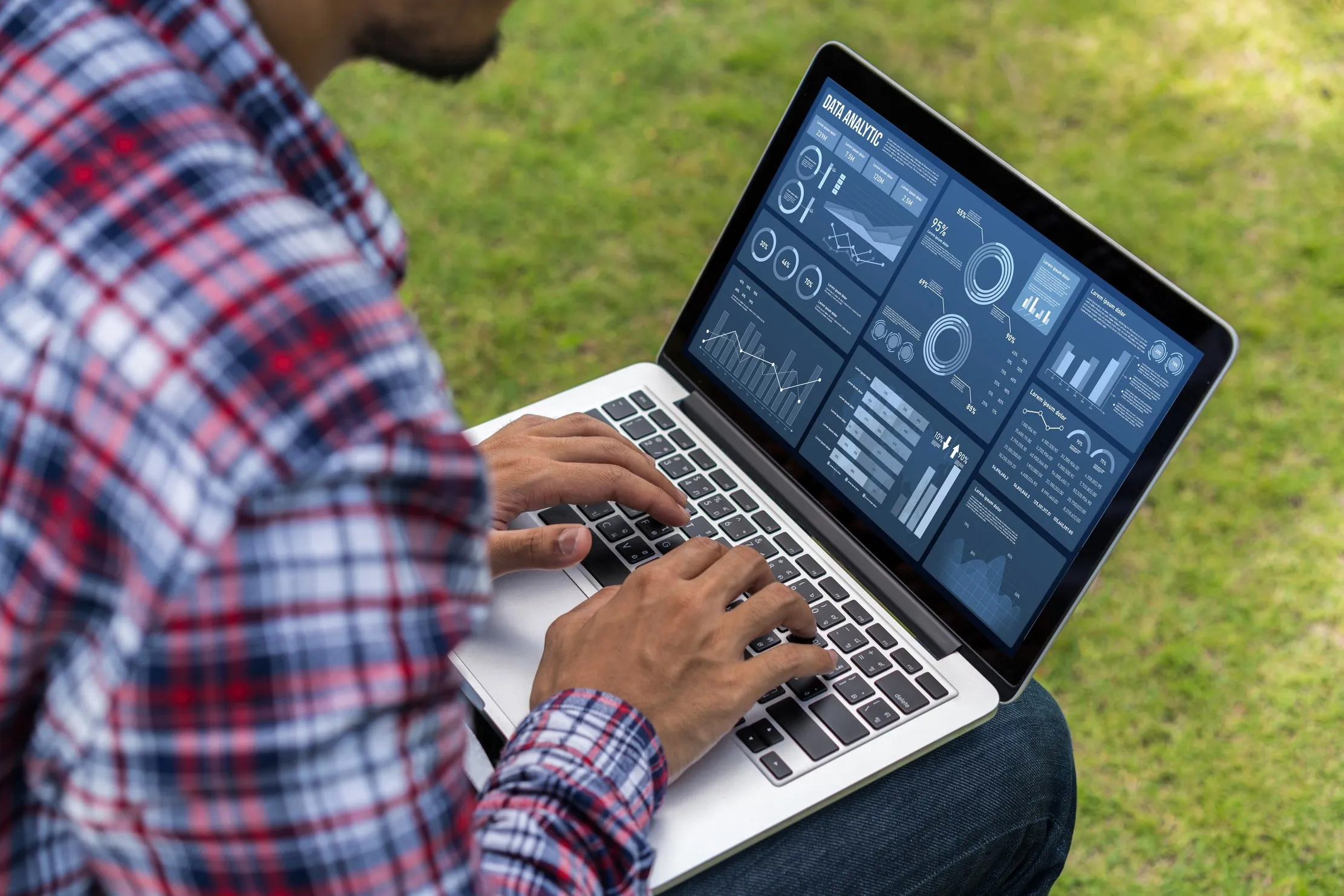 Business intelligence dashboard with KPI metrics — writing measurable objectives before a digital transformation project