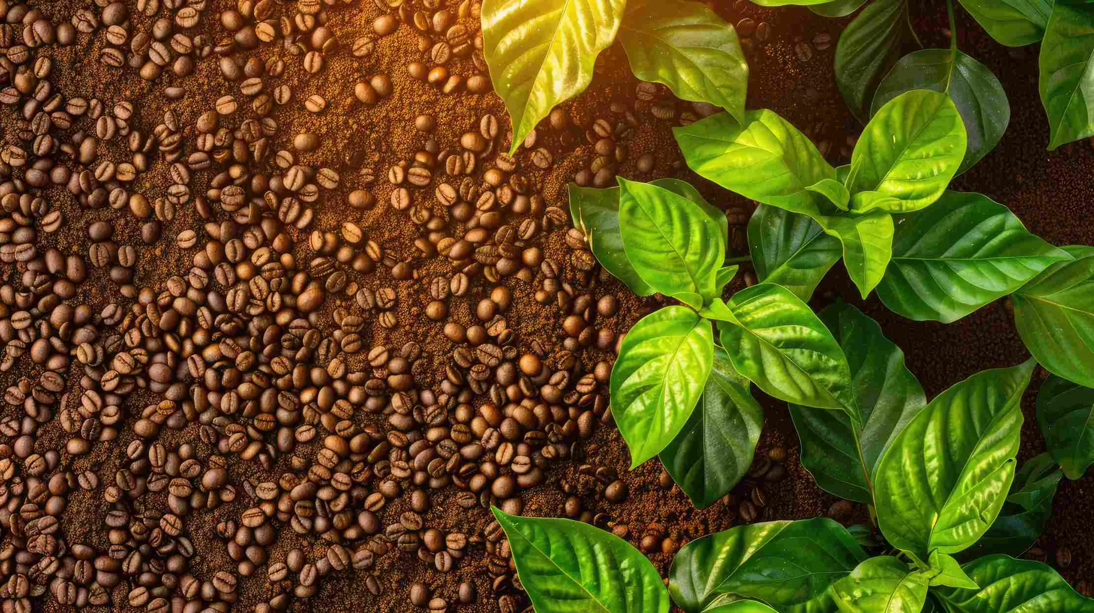 Organic Arabica coffee beans in still life — roasted coffee for specialty market Uganda