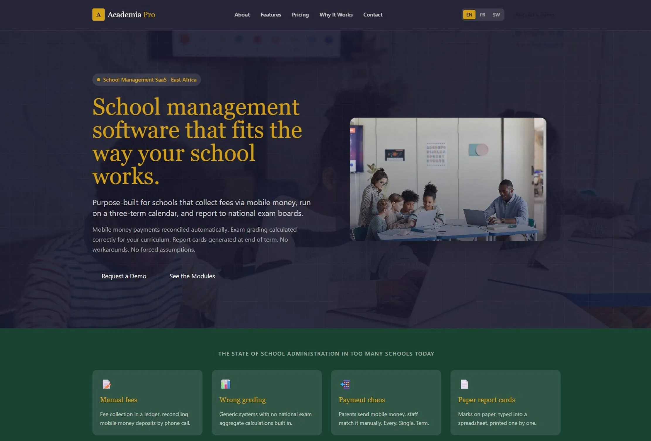 Academia Pro school management system website