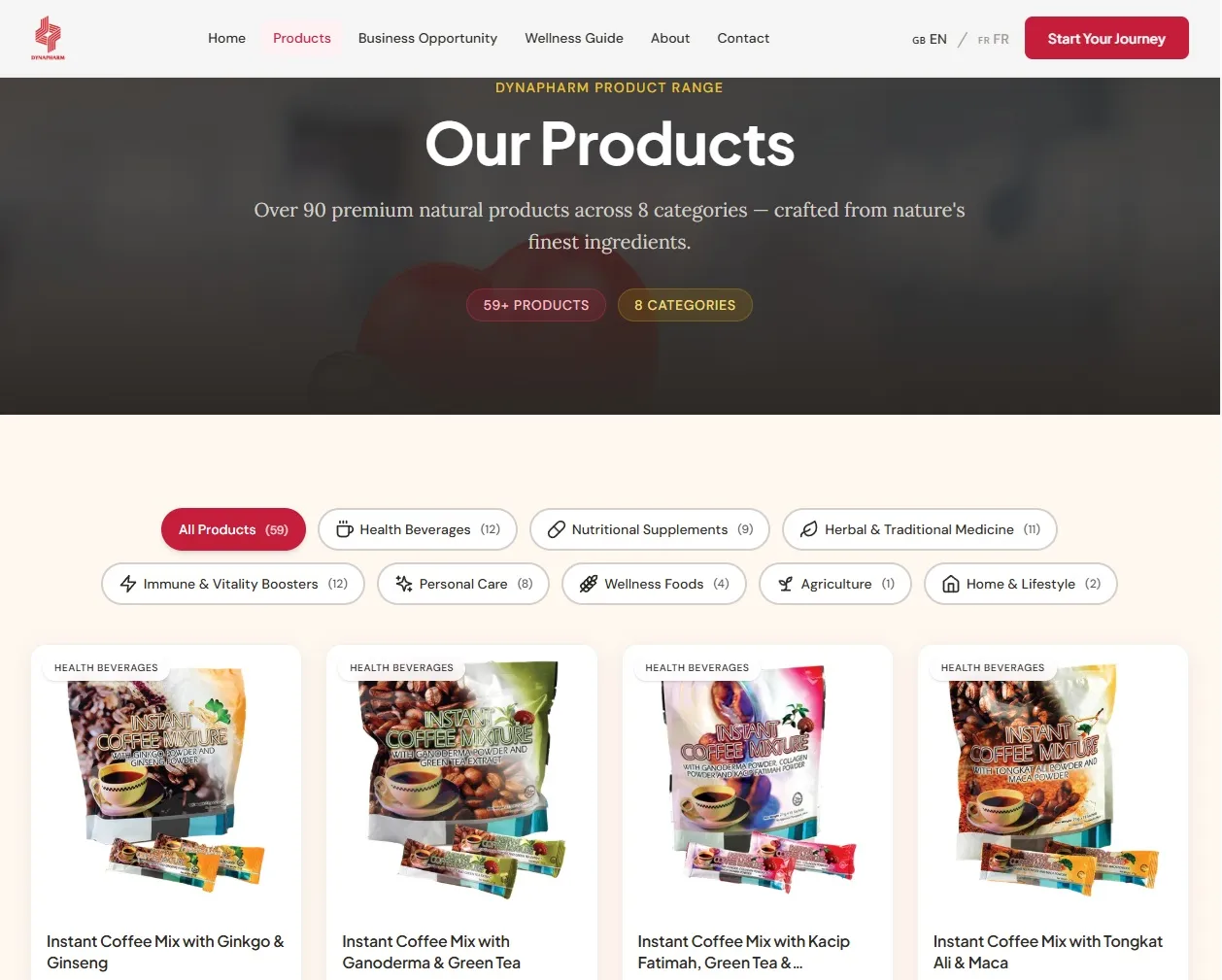 Dynapharm Africa health products website