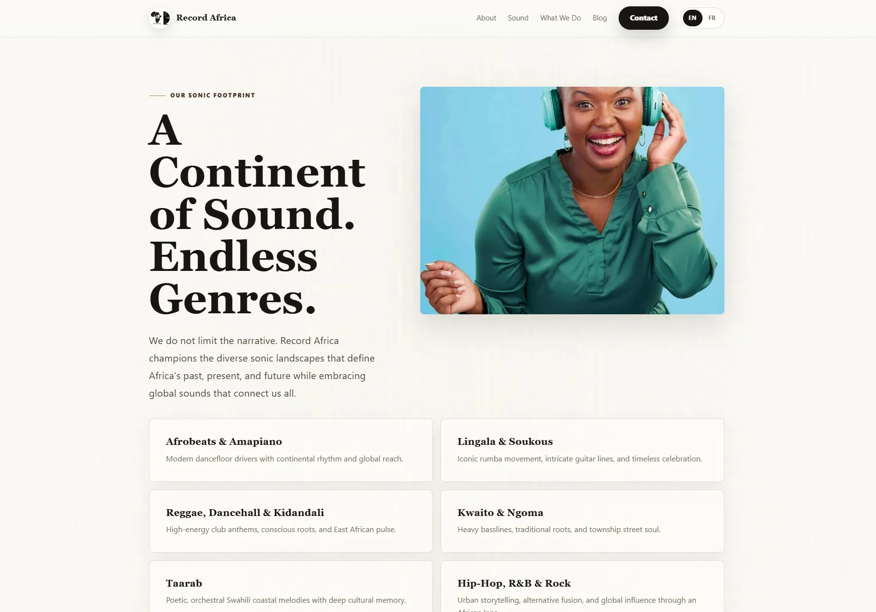 Site web du label musical et de la plateforme culturelle Record Africa