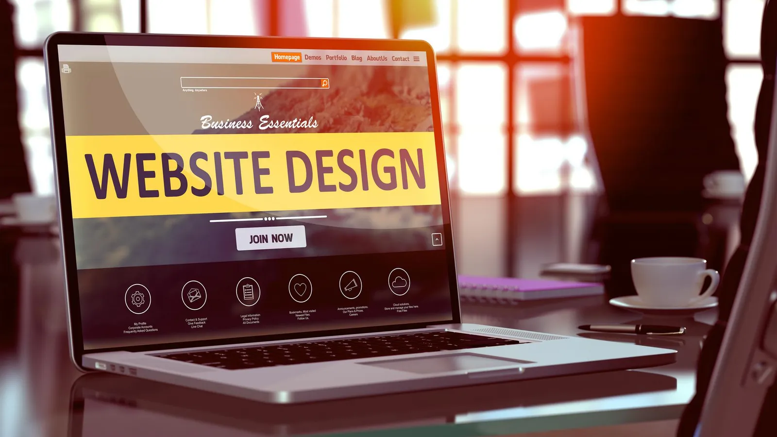 Laptop showing a website design as an example of website delivery work
