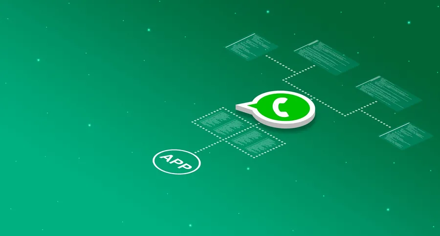 Icône WhatsApp avec éléments de code, symbole des webhooks et de l'API pour assistant IA WhatsApp